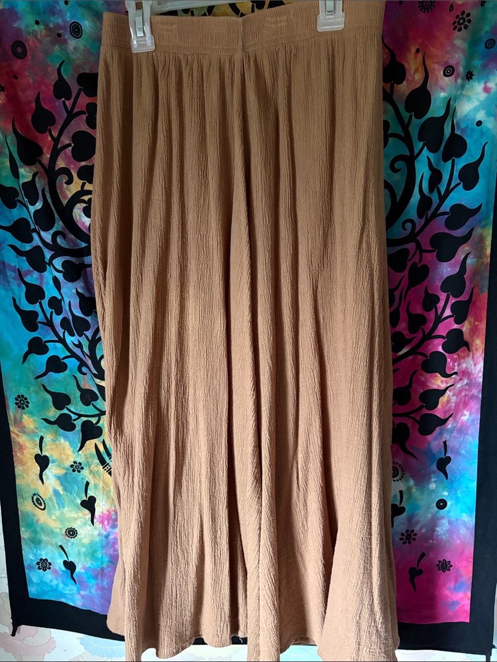 Women's Camel Flowy Maxi Skirt